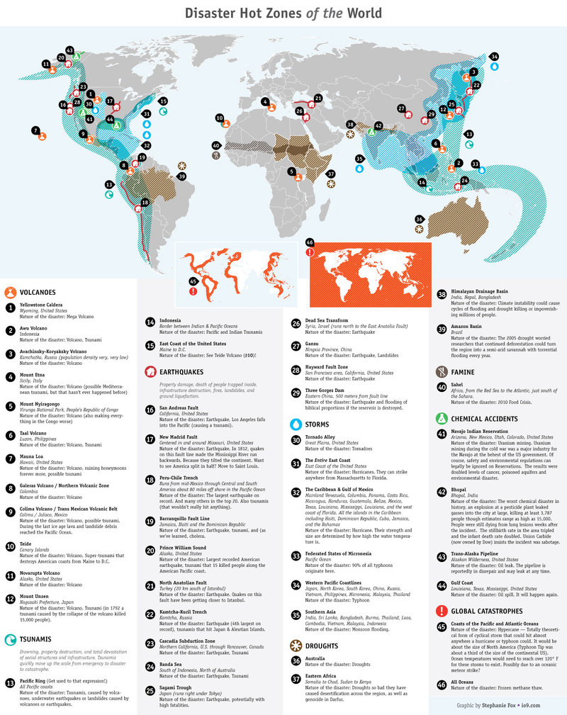 Illustration for article titled A Map of the World That Reveals Natural Disaster Hot Zones